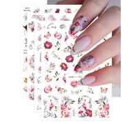 JMEOWIO Fleurs Stickers Ongles Nail Art 9 Feuilles Autocollants Ongles Autoadhésif Deco Ongle Nail Art Design Manucure