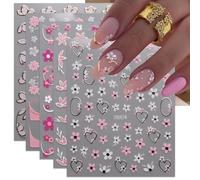 JMEOWIO Fleurs Stickers Ongles Nail Art 9 Feuilles Autocollants Ongles Autoadhésif Deco Ongle Nail Art Design Manucure