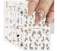 JMEOWIO Fleurs Stickers Ongles Nail Art 9 Feuilles Autocollants Ongles Autoadhésif Deco Ongle Nail Art Design Manucure