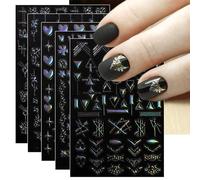 JMEOWIO Géométrie Nail Art 12 Feuilles Autocollants Ongles Autoadhésif Deco Ongle Nail Art Design Manucure