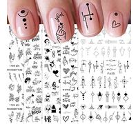 JMEOWIO Géométrie Stickers Ongles Nail Art 10 Feuilles Autocollants Ongles Autoadhésif Deco Ongle Nail Art Design Manucure