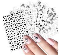 JMEOWIO Géométrie Stickers Ongles Nail Art 10 Feuilles Autocollants Ongles Autoadhésif Deco Ongle Nail Art Design Manucure