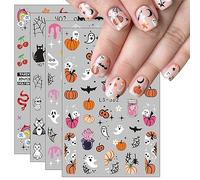 jmeowio JMEOWIO Halloween Stickers Ongles Nail Art 9 Feuilles Autocollants Ongles Autoadhésif Deco Ongle Nail Art Design Manucure