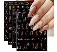 JMEOWIO Ligne de Marbre Gol Stickers Ongles Nail Art 9 Feuilles Autocollants Ongles Autoadhésif Deco Ongle Nail Art Design Manucure