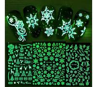 JMEOWIO Noel Brillent dans le Noir Stickers Ongles Nail Art 9 Feuilles Autocollants Ongles Autoadhésif Deco Ongle Nail Art Design Manucure