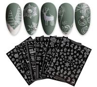 JMEOWIO Noel Paillette Stickers Ongles Nail Art 9 Feuilles Autocollants Ongles Autoadhésif Deco Ongle Nail Art Design Manucure