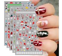 JMEOWIO Noel Stickers Ongles Nail Art 10 Feuilles Autocollants Ongles Autoadhésif Deco Ongle Nail Art Design Manucure