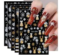 JMEOWIO Noel Stickers Ongles Nail Art 8 Feuilles Autocollants Ongles Autoadhésif Deco Ongle Nail Art Design Manucure