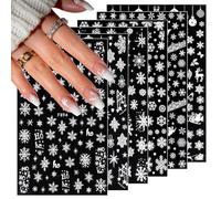 JMEOWIO Noel Stickers Ongles Nail Art 8 Feuilles Autocollants Ongles Autoadhésif Deco Ongle Nail Art Design Manucure