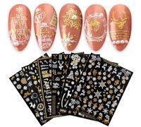JMEOWIO Noel Stickers Ongles Nail Art 9 Feuilles Autocollants Ongles Autoadhésif Deco Ongle Nail Art Design Manucure