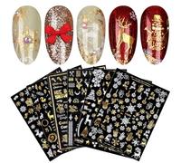 JMEOWIO Noel Stickers Ongles Nail Art 9 Feuilles Autocollants Ongles Autoadhésif Deco Ongle Nail Art Design Manucure