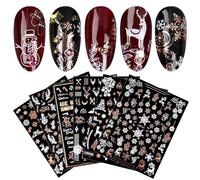 JMEOWIO Noel Stickers Ongles Nail Art 9 Feuilles Autocollants Ongles Autoadhésif Deco Ongle Nail Art Design Manucure