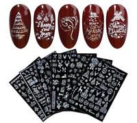 JMEOWIO Noel Stickers Ongles Nail Art 9 Feuilles Autocollants Ongles Autoadhésif Deco Ongle Nail Art Design Manucure