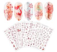 JMEOWIO Noel Stickers Ongles Nail Art 9 Feuilles Autocollants Ongles Autoadhésif Deco Ongle Nail Art Design Manucure