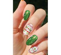 JMEOWIO Noel Vert Rouge Stickers Ongles Gel Nail Stickers Semi-durci Autocollant Ongle Gel Uv Deco Ongle Nail Art Design Manucure