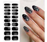 JMEOWIO Noir Halloween Stickers Ongles Gel Nail Stickers Semi-durci Autocollant Ongle Gel Uv Deco Ongle Nail Art Design Manucure