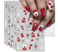 JMEOWIO Paillette Noël Stickers Ongles Nail Art 10 Feuilles Autocollants Ongles Autoadhésif Deco Ongle Nail Art Design Manucure