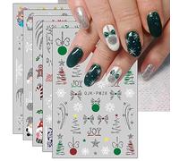 JMEOWIO Paillette Noël Stickers Ongles Nail Art 10 Feuilles Autocollants Ongles Autoadhésif Deco Ongle Nail Art Design Manucure
