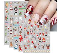 JMEOWIO Paillettes de Stickers Ongles Noel Nail Art 10 Feuilles Autocollants Ongles Autoadhésif Deco Ongle Nail Art Design Manucure