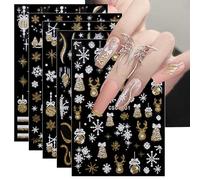 JMEOWIO Paillettes de Stickers Ongles Noel Nail Art 8 Feuilles Autocollants Ongles Autoadhésif Deco Ongle Nail Art Design Manucure