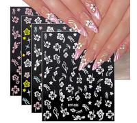 JMEOWIO Printemps Fleur Stickers Ongles Nail Art 9 Feuilles Autocollants Ongles Autoadhésif Deco Ongle Nail Art Design Manucure