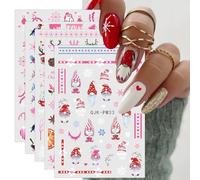 JMEOWIO Rose Stickers Ongles Noel Nail Art 10 Feuilles Autocollants Ongles Autoadhésif Deco Ongle Nail Art Design Manucure