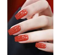 JMEOWIO Rouge Pailleté Stickers Ongles Noel Gel Nail Stickers Semi-durci Autocollant Ongle Gel Uv Deco Ongle Nail Art Design Manucure