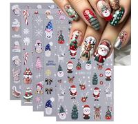 JMEOWIO Stickers Ongles Noel Nail Art 6 Feuilles Autocollants Ongles Autoadhésif Deco Ongle Nail Art Design Manucure