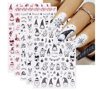 JMEOWIO Stickers Ongles Noel Nail Art 8 Feuilles Autocollants Ongles Autoadhésif Deco Ongle Nail Art Design Manucure