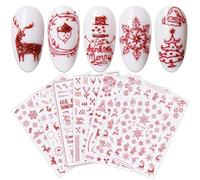 JMEOWIO Stickers Ongles Noel Nail Art 9 Feuilles Autocollants Ongles Autoadhésif Deco Ongle Nail Art Design Manucure