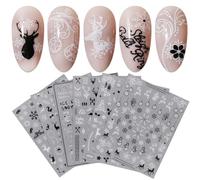 JMEOWIO Stickers Ongles Noel Nail Art 9 Feuilles Autocollants Ongles Autoadhésif Deco Ongle Nail Art Design Manucure