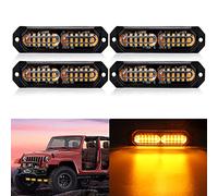 JMEST LEAD 4PCS 12-LEDs lumières stroboscopiques d'urgence, 12V-24V LED stroboscopique Ambre lampes de balise d'avertissement de danger pour Voiture Véhicule Camion Remorque Caravane