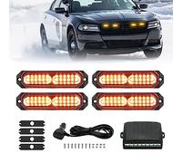 JMEST LEAD Lampe Stroboscopique Ambrée Pour Véhicules, 4PCS Feux LED Avec Boîte de Contrôle, 20 Modèles, 12V-24V Pour Voiture Van Camion