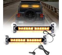 JMEST LEAD Lumières Stroboscopiques pour Pare-Brise de Voiture, 24-LED 2 x 12.4'' Feux Stroboscopique d' Urgence Feux de Balise Clignotants 23 Modes pour Voitures Camions Van (Amber)