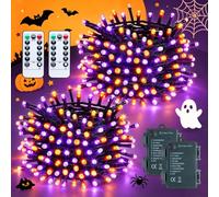JMEXSUSS Lot de 2 guirlandes lumineuses décoratives pour Halloween - 5 m - 50 LED - Orange et violet - Avec minuterie - Étanche IP44 - Éclairage d'Halloween pour décoration de jardin et de fête
