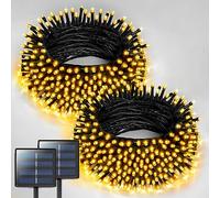 JMEXSUSS Lot de 2 guirlandes lumineuses solaires de Noël à 200 LED, 23 m, étanches, 8 modes, pour jardin, terrasse, fête, arbre, mariage, décorations de Noël