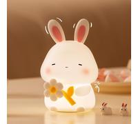 JMG-Myratts Veilleuse pour enfants, jolie lampe de chevet en silicone souple à intensité variable, lampe de chevet pour bébé, tout-petit, adulte [classe énergétique G] (lapin fleur)