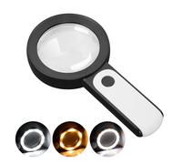 JMH Loupe avec lumière, grande loupe portable 18 LED lumière froide et chaude avec 3 modes, loupe éclairée pour les personnes âgées, lecture, pièces de monnaie, bijoux