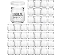 JMIATRY 36 PCS 150 ML pot yaourt en verre avec couvercle, pot de yaourt en verre avec couvercle, pots yaourts avec couvercle pour Yaourt Maison, Desserts Maison, Overnight Oats
