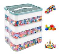 JMIATRY Boite Rangement Plastique pour Lego 30.5x23x12.5CM, 3 Couches Boite Rangement pour Lego avec Couvercle Transparente Compartiment