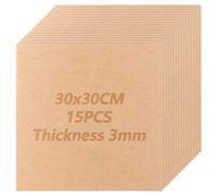 JMIATRY Lot de 15 MDF Panneau 30x30cm, 3mm Bois pour Gravure Laser, Planche Brut pour Peinture et Décoration