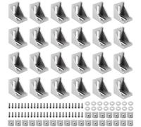 JMIATRY Lot de 24 Profilés en Aluminium 30 x 30mm, Equerre de Fixation, Cornière Raccord pour Support Joint à Angle Droit, Connecteur d'Angle