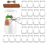 JMIATRY Lot de 30 Pot Yaourt En Verre Avec Couvercle 200 ml, Pot De Yaourt En Verre Avec Couvercle Pour Pudding, Desserts, Yaourt Maison
