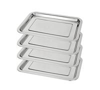 JMIATRY Lot de 4 plaques de cuisson en acier inoxydable,Grande plaque de cuisson professionnelle,Multi-usage,Rectangulaire,Sain et non toxique,Facile à nettoyer et passe au lave-vaisselle,32x22x2 cm