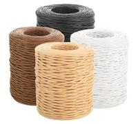 JMIATRY Lot de 4 Raphia à Crocheter 200m, La Cordeline, Fil de Papier Kraft Armé pour bricolage, bouquet de mariage, emballage, bricolage, composition florale