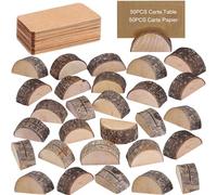 JMIATRY Lot de 50 Porte-Carte Table Mariage Bois Rustique Papier Anniversaire Fête Décoration