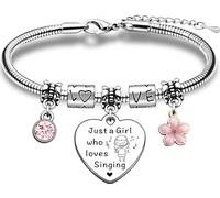JMIMO Bracelet à breloques pour amoureux du chant - Cadeau pour filles - Cadeau idéal pour une fille qui aime chanter, taille unique, Métal, Cristal