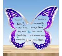 JMIMO Cadeau de condoléances - Cadeau commémoratif - Cadeau de deuil pour la perte d'un être cher - Plaque en acrylique - Motif papillon - Décoration de tombe