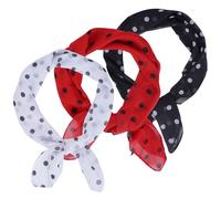 Jmkcoz Lot de 3 écharpes en mousseline de soie transparente à col carré pour femmes et filles Hip Hop années 1950 Costume d'Halloween, Noir Blanc Pois Rouge, 25.6 x 25.6 inch