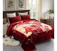 JML Couverture Polaire Lourde en Vison coréen pour très Grand lit, 216,7 x 241,3 cm, 4,1 kg, épaisseur Simple, Douce et Chaude, Couverture épaisse en Vison imprimé Raschel pour Automne, Hiver, lit,